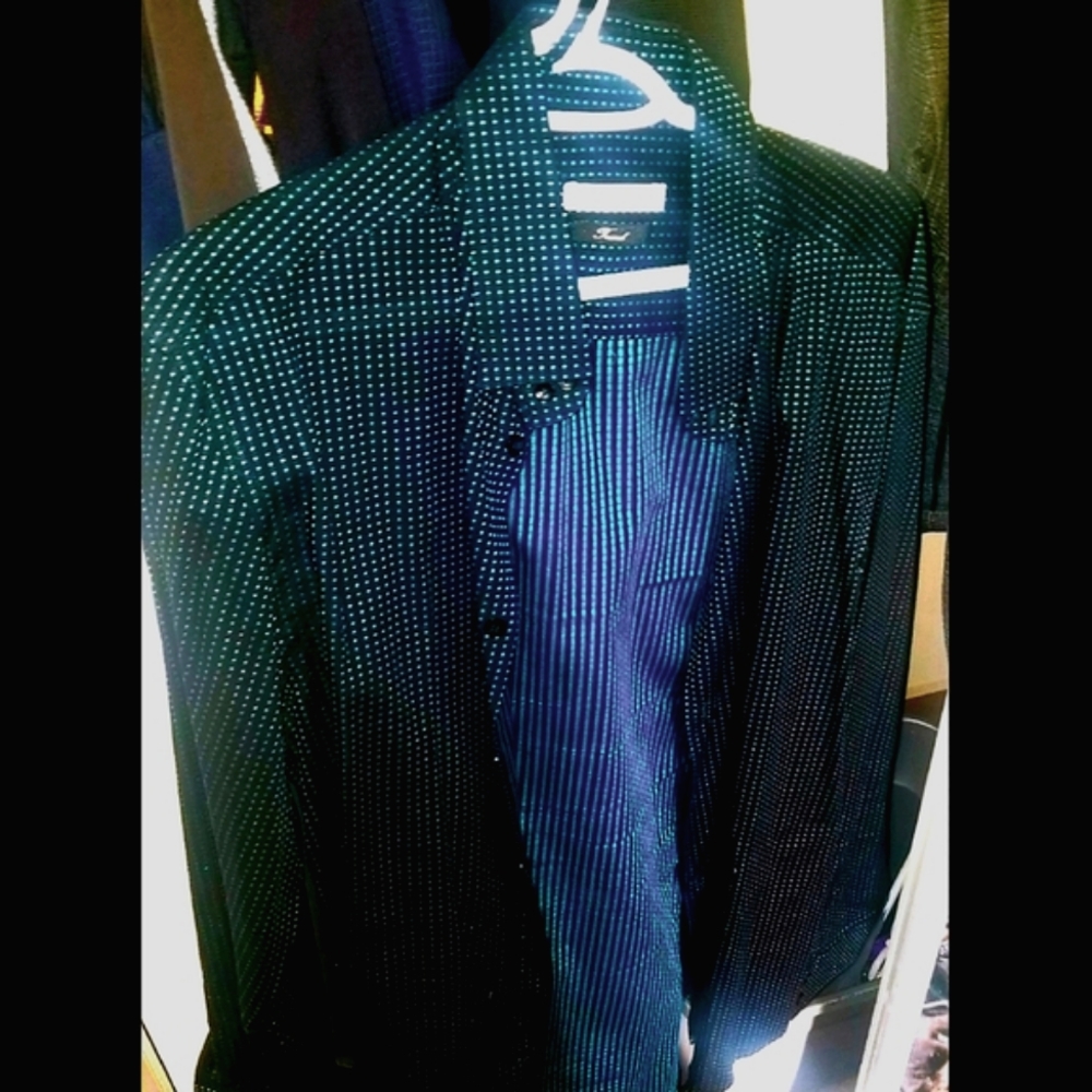 Versace long sleeve black with teal Microdot pattern